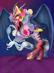 Size: 768x1024 | Tagged: safe, artist:delfinaluther, idw, imported from derpibooru, cosmos (character), princess cadance, princess celestia, princess luna, twilight sparkle, draconequus, spoiler:comic, spoiler:comic78, cosmageddon, cosmos, fusion