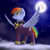 Size: 2400x2400 | Tagged: safe, artist:captainpudgemuffin, imported from derpibooru, rainbow blaze, rainbow dash, pony, clothes, cloud, costume, male, moon, night, shadowbolt dash, shadowbolts costume, solo