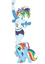 Size: 4210x5962 | Tagged: safe, artist:pink1ejack, imported from derpibooru, rainbow dash, pegasus, pony, equestria girls, absurd resolution, armpits, beautiful, clothes, cute, dashabetes, denim shorts, female, goggles, human ponidox, jacket, legs, moe, one eye closed, pony ears, self ponidox, sexy, shorts, simple background, smiling, smiling at you, solo, sultry pose, tanktop, tomboy, transparent background, vector, wink