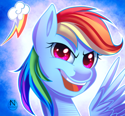 Size: 2541x2350 | Tagged: safe, artist:n-steisha25, imported from derpibooru, rainbow dash, pegasus, pony, bust, cutie mark, female, high res, looking at you, mare, open mouth, portrait, solo