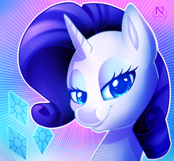 Size: 2541x2350 | Tagged: safe, artist:n-steisha25, imported from derpibooru, rarity, pony, unicorn, bust, colored pupils, cutie mark, female, high res, looking at you, mare, portrait, solo