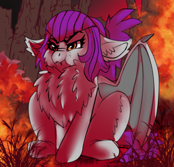 Size: 1257x1200 | Tagged: safe, artist:brainiac, derpibooru exclusive, imported from derpibooru, oc, oc only, oc:sydney, bat pony, pony, fallout equestria, bat pony oc, chest fluff, commission, excessive fluff, floppy ears, pomf, solo