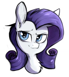 Size: 1600x1769 | Tagged: safe, artist:tatykin, imported from derpibooru, rarity, pony, chest fluff, ear fluff, female, mare, missing horn, simple background, solo, white background