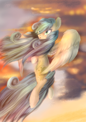 Size: 2893x4092 | Tagged: safe, artist:azzyalder, imported from derpibooru, oc, pegasus, pony, sunset