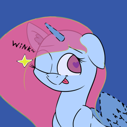 Size: 2048x2048 | Tagged: safe, artist:nevermore228, imported from derpibooru, alicorn, pony, commission, heart eyes, horn, one eye closed, solo, tongue out, wingding eyes, wings, wink, ych example, your character here