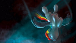 Size: 3266x1837 | Tagged: safe, artist:skribbler84, imported from derpibooru, rainbow dash, pegasus, pony, cloud, female, flying, mare, night, night sky, sky, solo, stars