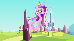 Size: 3840x2160 | Tagged: safe, artist:3luk, artist:jerryakiraclassics19, artist:mehoep, imported from derpibooru, princess cadance, alicorn, pony, crown, crystal empire, female, giant alicorn, giant cadance, giant pony, giantess, jewelry, macro, mare, regalia