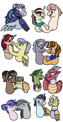 Size: 1536x2956 | Tagged: safe, artist:kindheart525, imported from derpibooru, marble pie, oc, oc only, oc:cherry bliss, oc:chipper chatter, oc:cursive quill, oc:emerald beetle, oc:firefly, oc:indigo dreams, oc:inferno, oc:pristine melody, oc:royal splendor, oc:sentinel shield, oc:ski jump, oc:somerset sour cider, oc:spittoon spur, oc:turquoise edge, oc:wolfsbane, alicorn, changeling, changepony, dragon, earth pony, hybrid, pegasus, pony, unicorn, kindverse, alicorn oc, blushing, canon x oc, female, gay, horn, hug, interspecies offspring, kiss mark, lipstick, looking at each other, magical gay spawn, magical lesbian spawn, male, mandibles, mare, music notes, offspring, offspring shipping, parent:applejack, parent:big macintosh, parent:braeburn, parent:bulk biceps, parent:cherry jubilee, parent:cinnamon chai, parent:coco pommel, parent:coloratura, parent:derpy hooves, parent:donut joe, parent:fancypants, parent:garble, parent:junebug, parent:limestone pie, parent:minty mocha, parent:party favor, parent:princess luna, parent:queen chrysalis, parent:rarity, parent:sheriff silverstar, parent:spearhead, parent:spike, parent:sugar belle, parent:tempest shadow, parent:thorax, parent:timber spruce, parent:trenderhoof, parent:zephyr breeze, parents:chrysaluna, parents:derpybulk, parents:rarajack, parents:raripants, parents:silverburn, parents:sugarmac, parents:tempestfavor, parents:thoraxspike, parents:trenderpommel, parents:zephyrstone, simple background, stallion, straight, transparent background