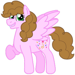 Size: 1039x1049 | Tagged: safe, artist:kindheart525, imported from derpibooru, oc, oc only, oc:confetti surprise, pegasus, pony, kindverse, female, mare, offspring, parent:cheese sandwich, parent:pinkie pie, parents:cheesepie, raised hoof, simple background, smiling, solo, standing, transparent background