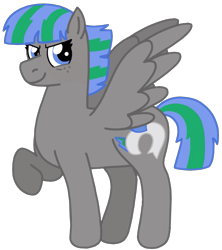 Size: 995x1123 | Tagged: safe, artist:kindheart525, imported from derpibooru, oc, oc only, oc:storm strike, pegasus, pony, kindverse, next generation, offspring, parent:blossomforth, parent:thunderlane, parents:blossomlane, raised hoof, simple background, solo, transparent background