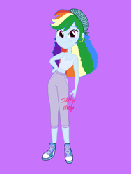 Size: 1500x2000 | Tagged: safe, artist:saltymango, imported from derpibooru, rainbow dash, equestria girls, alternate clothes, alternate hairstyle, converse, female, looking at you, shoes, solo, standing