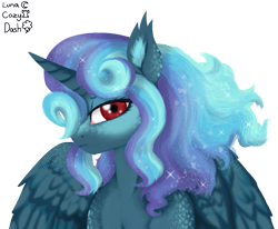 Size: 907x747 | Tagged: safe, artist:unoriginai, imported from derpibooru, oc, oc only, oc:starry knight, alicorn, adoptable, lineless, looking at you, magical lesbian spawn, magical threesome spawn, offspring, parent:cozy glow, parent:princess luna, parent:rainbow dash, parents:cozydash, parents:cozyluna, parents:cozylunadash, parents:lunadash, semi-realistic, simple background, transparent background