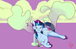 Size: 2448x1584 | Tagged: safe, artist:jojohernandez, imported from derpibooru, twilight sparkle, pony, unicorn, alternate color palette, bong, drugs, female, highlight sparkle, mare, marijuana, simple background, smoke, solo, stone mask