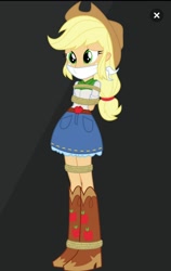 Size: 720x1136 | Tagged: safe, artist:songokussjsannin8000, imported from derpibooru, applejack, equestria girls, bondage, bound and gagged, cloth gag, gag, rope, rope bondage, tied up