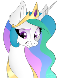 Size: 2000x2600 | Tagged: safe, artist:princesslunka10, imported from derpibooru, princess celestia, alicorn, pony, bust, female, high res, jewelry, mare, peytral, portrait, regalia, simple background, solo, transparent background