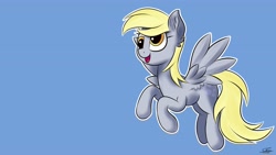 Size: 3840x2160 | Tagged: safe, artist:sadtrooper, imported from derpibooru, derpy hooves, pegasus, pony, cute, derpabetes, female, flying, mare, outline, simple background, smiling, solo