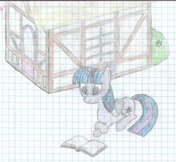 Size: 4145x3803 | Tagged: safe, artist:mlplayer dudez, artist:solder point, imported from derpibooru, twilight sparkle, alicorn, pony, book, colored, crossed arms, female, graph paper, house, lying down, outdoors, ponyville, reading, solo, traditional art, twilight sparkle (alicorn)