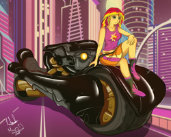 Size: 2000x1600 | Tagged: safe, artist:marsil, imported from derpibooru, sunset shimmer, equestria girls, female, motorcycle, solo