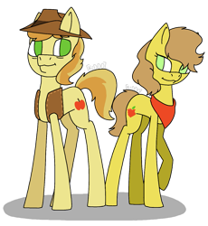 Size: 1195x1301 | Tagged: safe, artist:pirateenderfox, imported from derpibooru, braeburn, oc, oc:lady smith, father and child, father and daughter, female, male, simple background, transparent background