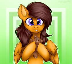 Size: 2989x2691 | Tagged: safe, artist:darklight1315, imported from derpibooru, oc, oc only, oc:ember hope, pegasus, pony, solo, teddy bear