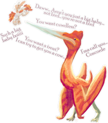 Size: 1024x1170 | Tagged: safe, artist:amura-of-jupiter, artist:tiothebeetle, imported from derpibooru, oc, oc:amura, pegasus, quetzalcoatl, quetzalcoatlus, babying, pterasaur, simple background, text, transparent, transparent background