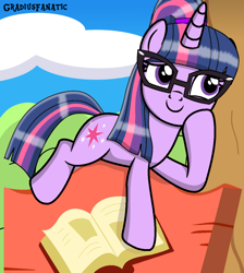 Size: 994x1108 | Tagged: safe, artist:gradiusfanatic, imported from derpibooru, sci-twi, twilight sparkle, unicorn, equestria girls, equestria girls ponified, female, golden oaks library, sign, solo, unicorn sci-twi