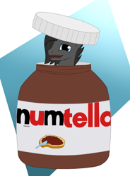 Size: 1511x2048 | Tagged: safe, artist:dyonys, imported from derpibooru, oc, oc only, oc:tanner, pegasus, pony, food, jar, male, nutella, satisfied, smiling, solo, stallion