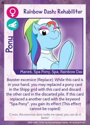 Size: 640x884 | Tagged: safe, artist:asajiopie01, imported from derpibooru, rainbow dash, pegasus, pony, twilight sparkle's secret shipfic folder, spa pony, spa pony rainbow dash, text, trading card