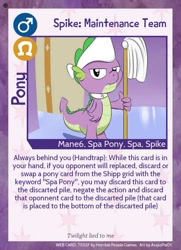 Size: 640x884 | Tagged: safe, artist:asajiopie01, imported from derpibooru, spike, dragon, twilight sparkle's secret shipfic folder, mop, text, trading card