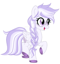 Size: 1280x1354 | Tagged: safe, artist:magicdarkart, imported from derpibooru, oc, oc only, pegasus, pony, braid, deviantart watermark, female, freckles, mare, obtrusive watermark, open mouth, simple background, smiling, solo, transparent background, watermark