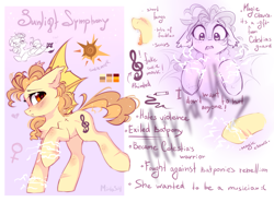 Size: 2323x1721 | Tagged: safe, artist:mirtash, imported from derpibooru, oc, oc only, oc:sunlight symphony, bat pony, pony, adoptable, bat pony oc, bat wings, fangs, floppy ears, heart, heart eyes, open mouth, reference sheet, solo, wingding eyes, wings