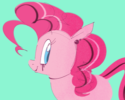 Size: 1134x910 | Tagged: safe, artist:hattsy, imported from derpibooru, pinkie pie, earth pony, pony, ear piercing, earring, eyeliner, female, goth, gothic pinkie, jewelry, looking back, makeup, mare, open mouth, piercing, smiling, solo