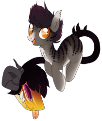 Size: 737x876 | Tagged: safe, artist:axolotlshy, deleted from derpibooru, imported from derpibooru, oc, oc only, cow plant pony, monster pony, original species, plant pony, augmented tail, chest fluff, fangs, open mouth, plant, simple background, slit eyes, slit pupils, tongue out, transparent background