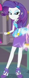 Size: 315x840 | Tagged: safe, imported from derpibooru, screencap, rarity, twilight sparkle, equestria girls, equestria girls series, school of rock, clothes, cropped, cute, dress, female, field trip, geode of shielding, gold, hairclip, high heels, jewelry, lidded eyes, looking down, magical geodes, museum, raribetes, shoes, skirt, sleeveless, smiling, wrist cuffs