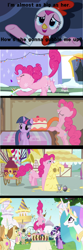 Size: 1920x5765 | Tagged: safe, edit, edited screencap, imported from derpibooru, screencap, applejack, donut joe, fluttershy, gustave le grande, mulia mild, pinkie pie, princess celestia, rarity, twilight sparkle, alicorn, earth pony, griffon, pony, unicorn, a friend in deed, hearth's warming eve (episode), luna eclipsed, mmmystery on the friendship express, season 1, season 2, swarm of the century, animal costume, batter, cake, cake batter, cartoon physics, chicken pie, chicken suit, clothes, comic, costume, eating, female, food, gluttony, hearth's warming eve, hub logo, imminent nom, long tongue, male, mare, marzipan mascarpone meringue madness, mouth, open mouth, pinkie being pinkie, puffy cheeks, stallion, stuffing, swallowing, text, tongue out, unicorn twilight, volumetric mouth