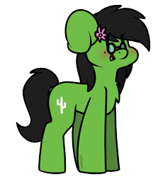 Size: 1151x1288 | Tagged: safe, artist:spoopygander, imported from derpibooru, oc, oc only, oc:prickly pears, flower, flower in hair, glasses, mole, simple background, transparent background