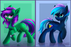 Size: 3999x2651 | Tagged: safe, artist:atlas-66, imported from derpibooru, oc, oc only, oc:buggy code, pegasus, pony, unicorn, female, male, mare, oc name needed, oc needed, stallion