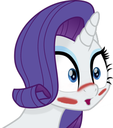Size: 1666x1888 | Tagged: safe, artist:cloudy glow, artist:cloudyglow, edit, editor:rain sunburst, imported from derpibooru, vector edit, rarity, pony, unicorn, blushing, bust, eyeshadow, female, high res, makeup, mare, movie accurate, o-face, simple background, solo, transparent background, vector, wide eyes