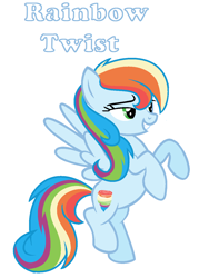 Size: 952x1268 | Tagged: safe, artist:soarindash10, imported from derpibooru, oc, oc only, pegasus, pony, cutie mark, lidded eyes, multicolored hair, next generation, offspring, parent:rainbow dash, parent:soarin', parents:soarindash, pegasus oc, rainbow hair, rainbow tail, simple background, smiling, solo, upright, wings