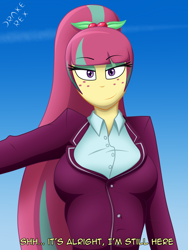 Size: 1500x2000 | Tagged: safe, artist:drake-rex, imported from derpibooru, sour sweet, equestria girls, big breasts, breasts, busty sour sweet, clothes, female, freckles, school uniform, solo, text