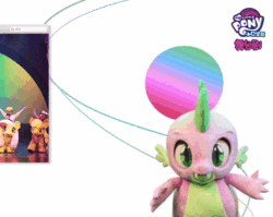 Size: 600x478 | Tagged: safe, imported from derpibooru, applejack, fluttershy, pinkie pie, rainbow dash, rarity, spike, twilight sparkle, alicorn, human, animated, china, irl, irl human, mane six, my little pony: crown of friendship, photo, quadsuit, shenzhen, twilight sparkle (alicorn)
