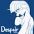 Size: 3600x3600 | Tagged: safe, artist:maren, imported from derpibooru, twilight sparkle, twilight sparkle (alicorn), alicorn, pony, blue background, crying, despair, female, monochrome, sad, simple background, solo, text