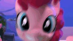 Size: 640x360 | Tagged: safe, imported from derpibooru, screencap, pinkie pie, pony, hello pinkie pie, animated, female, gif, official, solo, talk show, vlog