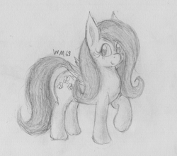 Size: 2352x2075 | Tagged: safe, artist:wapamario63, imported from derpibooru, fluttershy, pegasus, pony, cute, female, mare, monochrome, solo, traditional art