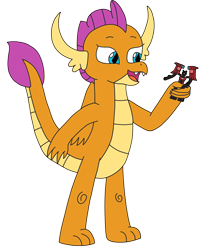 Size: 1987x2387 | Tagged: safe, artist:supahdonarudo, imported from derpibooru, smolder, dragon, cute, decepticon, female, holding, irl, name pun, photo, simple background, smolder (transformers), smolderbetes, toy, transformers, transparent background