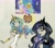 Size: 2981x2652 | Tagged: safe, artist:citi, imported from derpibooru, princess celestia, princess luna, human, a royal problem, bags under eyes, cute, cutelestia, eye clipping through hair, eyebrows, eyebrows visible through hair, food, grumpy luna, humanized, magic, pancakes, royal sisters, scene interpretation, screencap reference, starry hair, telekinesis, traditional art