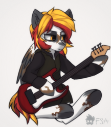 Size: 2000x2300 | Tagged: safe, artist:freak-side, imported from derpibooru, oc, oc only, pegasus, pony, guitar, musical instrument, solo