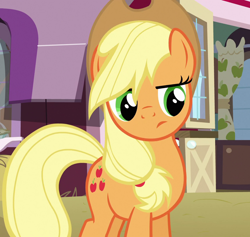 Size: 1140x1080 | Tagged: safe, imported from derpibooru, screencap, applejack, earth pony, pony, spike at your service, cropped, female, mare, solo, sweet apple acres