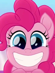 Size: 331x438 | Tagged: safe, imported from derpibooru, screencap, pinkie pie, pony, rainbow roadtrip, cropped, female, looking at you, smiling, solo