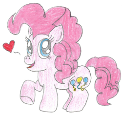 Size: 399x376 | Tagged: safe, artist:logan jones, imported from derpibooru, pinkie pie, cute, drawing, heart, traditional art